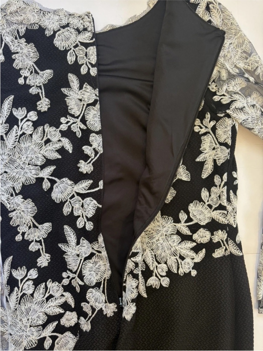Tadashi Shoji Black Lace Embroidered High Low Gown Size 10 Alt See Measurements - Picture 13 of 15